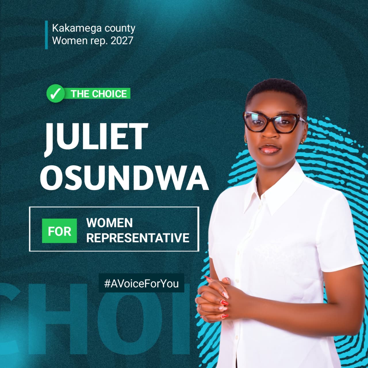 Election poster design for Women Representative candidate promoting leadership and empowerment