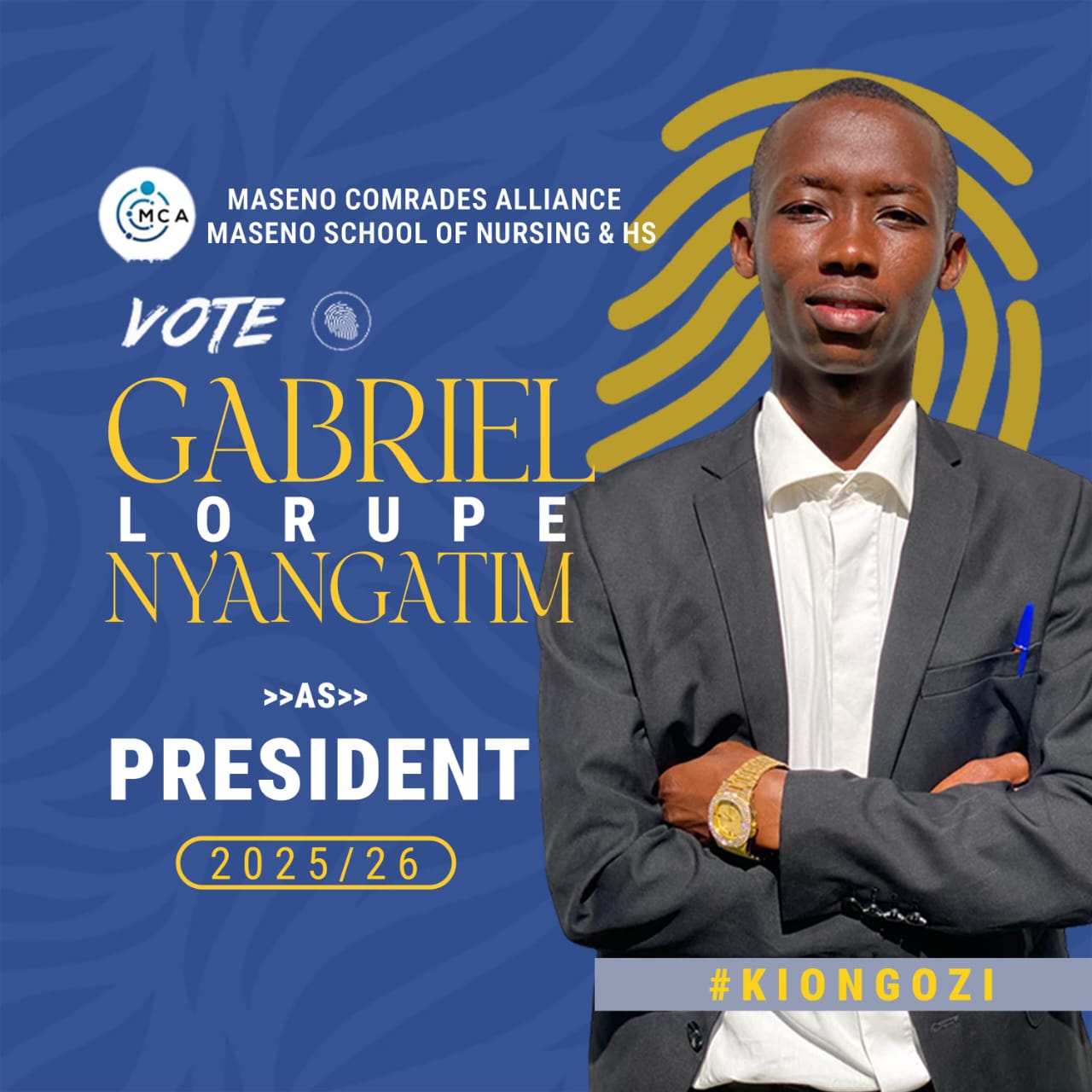 School campaign poster design for student president election promoting leadership and school spirit.